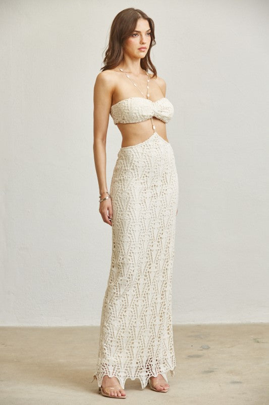white christmas dresses Next Level One-Shoulder Crochet Maxi Dress Black– Selfie Leslie