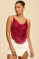 Scarlet Cascade Fringe Top