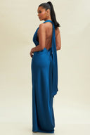 Sapphire Mist Satin Gown