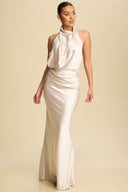 Pearl Drape Satin Gown