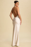 Pearl Drape Satin Gown