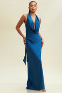 Sapphire Mist Satin Gown