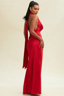 Crimson Flame Satin Gown
