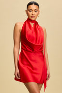Crimson Drape Satin Mini