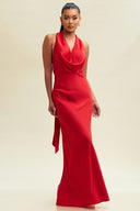 Crimson Flame Satin Gown