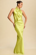 Lime Luxe Satin Gown