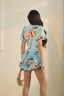 Blue Blossom Tie-Front Romper