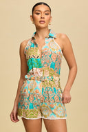Boho Medallion Belted Romper