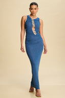 Azure Chainlink Maxi Dress
