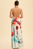Coral Breeze Luxxe Satin Maxi Dress